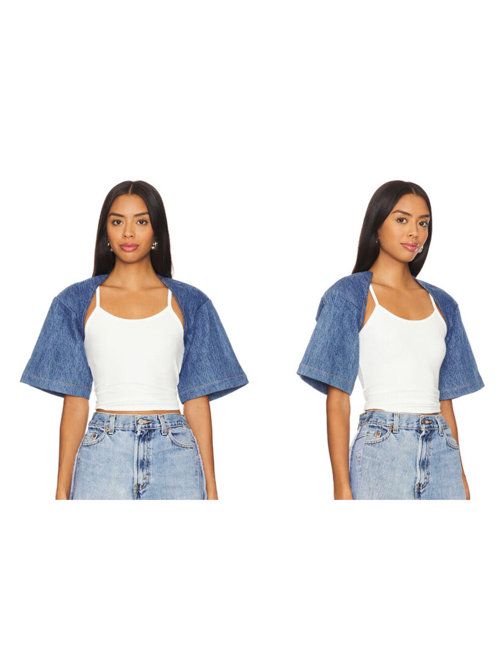 Sami Miro Vintage Short Sleeve Denim Bolero  blue size S NWT $325msrp